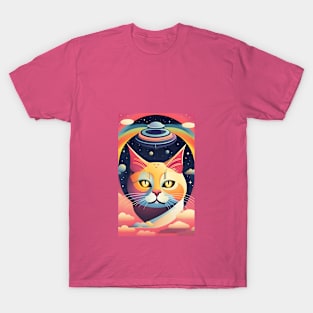 Orange Cat  UFO T-Shirt